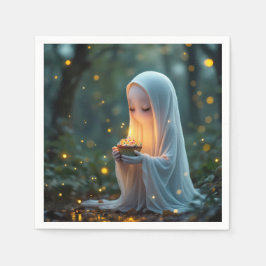 Servilleta De Papel Fantasma con un pastel de cumpleaños