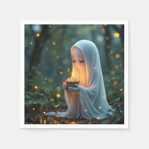 Servilleta De Papel Fantasma con un pastel de cumpleaños