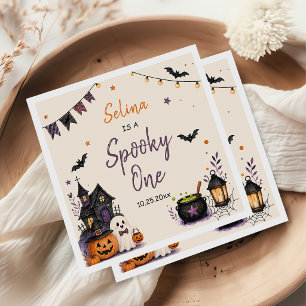 Servilleta De Papel Fantasma de cumpleaños de Halloween número uno de