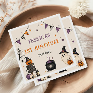 Servilleta De Papel Fantasma de cumpleaños de Halloween número uno de