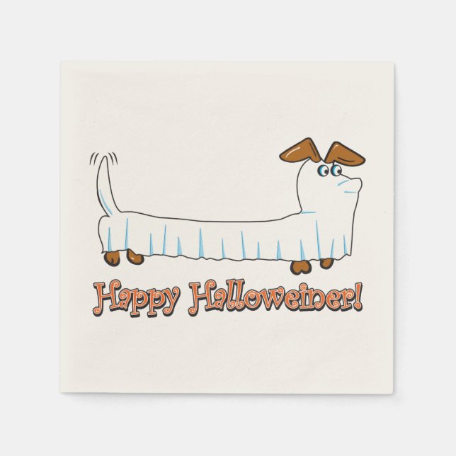 Servilleta De Papel Fantasma de Dachshund Halloween (Anverso)