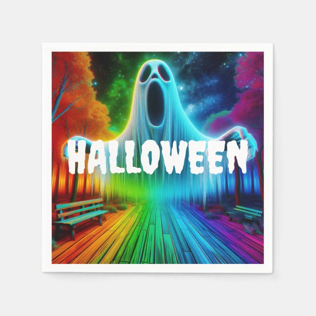 Servilleta De Papel Fantasma de gritos de Halloween (Anverso)