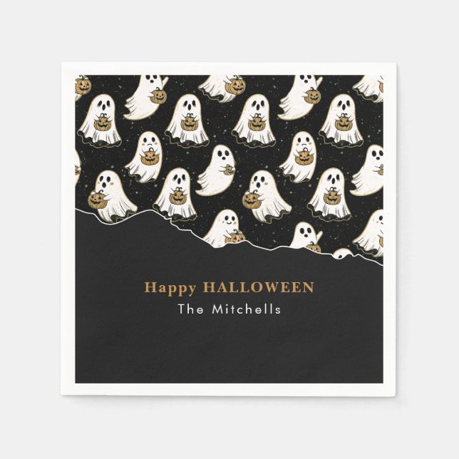 Servilleta De Papel Fantasma de Halloween (Anverso)