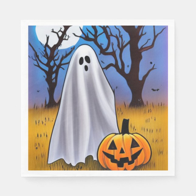Servilleta De Papel Fantasma de Halloween (Anverso)