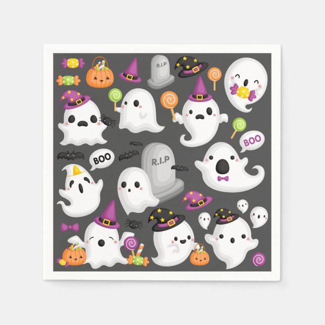 Servilleta De Papel Fantasma de Halloween (Anverso)
