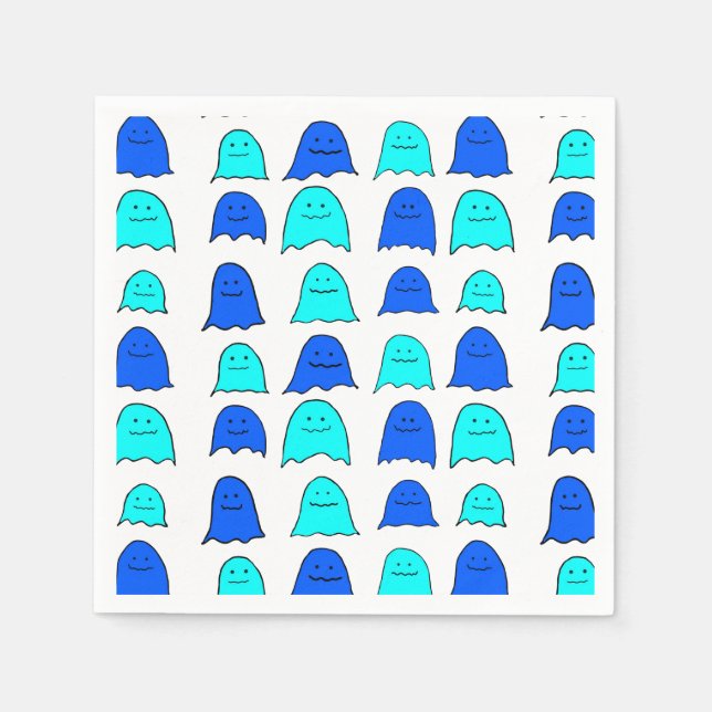 Servilleta De Papel Fantasma de Halloween azul (Anverso)