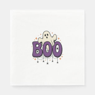 Servilleta De Papel Fantasma de Halloween Boo Araña Divertida Vintage_