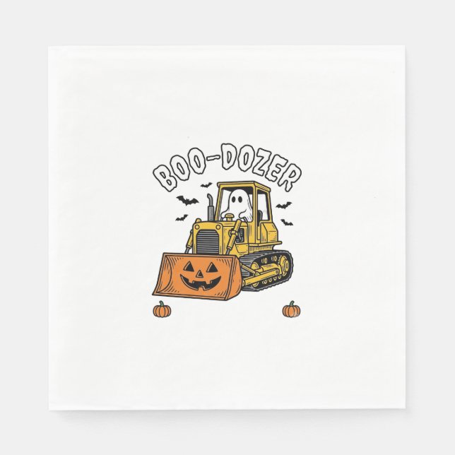 Servilleta De Papel Fantasma de Halloween Boo Dozer Bulldozer Divertid (Anverso)