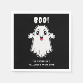Servilleta De Papel Fantasma de Halloween Boo Texto Personalizado Blan