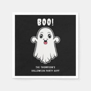 Servilleta De Papel Fantasma de Halloween Boo Texto Personalizado Blan