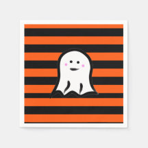 Fantasma de Halloween sobre rayas negras y naranja