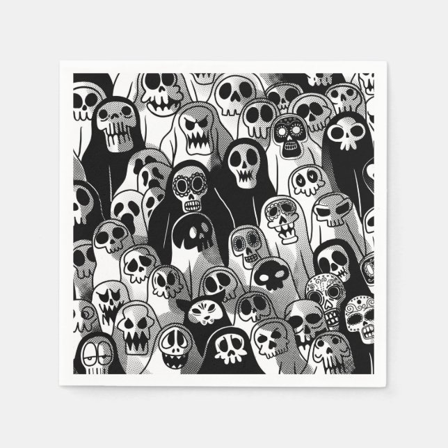 Servilleta De Papel Fantasma espeluznante de Halloween (Anverso)
