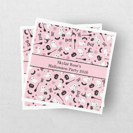 Servilleta De Papel Fantasma Espeluznante Halloween Rosa Niña Boo Lind