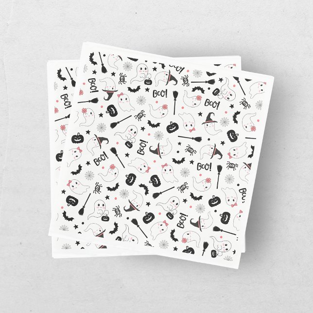 Servilleta De Papel Fantasma Espeluznante Halloween Rosa Niña Monada (Subido por el creador)