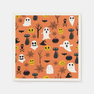Servilleta De Papel Fantasma feliz de Halloween y calabazas