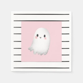 Servilleta De Papel Fantasma Hey Boo Pastel Halloween Rosado Cumpleaño