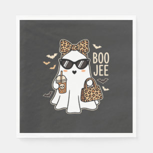 Servilleta De Papel Fantasma Lindo Diseño de Leopardo de Halloween Boo