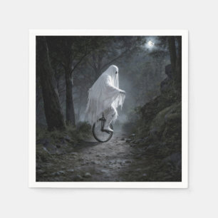 Servilleta De Papel Fantasma montando un monociclo en un bosque espelu