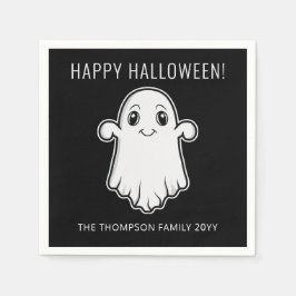 Servilleta De Papel Fantasma sonriente lindo Feliz Halloween Texto per