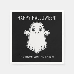Servilleta De Papel Fantasma sonriente lindo Feliz Halloween Texto per
