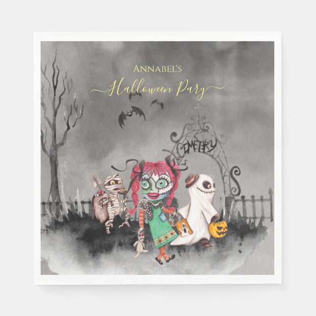 Servilleta De Papel Fantasma Truco y tratamientos Halloween (Anverso)