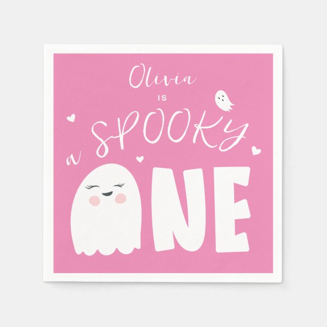 Servilleta De Papel Fantasma Un Chica Fantasma Rosa Halloween Primer c (Anverso)