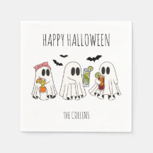 Fantasma y cócteles retro lindo Feliz Halloween
