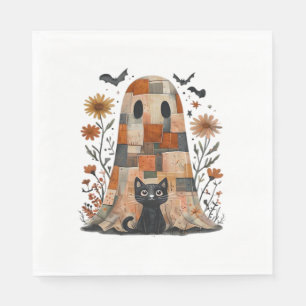 Servilleta De Papel Fantasma y gato de Halloween de imitación, F de fa