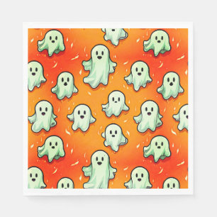 Servilleta De Papel Fantasmas al estilo kawaii en Naranja