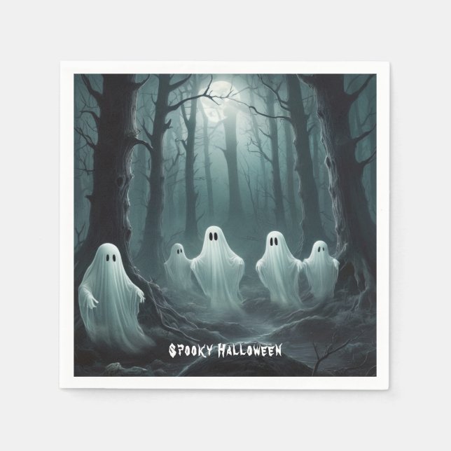 Servilleta De Papel Fantasmas espeluznantes flotando a través de un bo (Anverso)