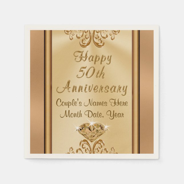 Servilleta De Papel Fantásticas toallas personalizadas del 50 aniversa (Anverso)