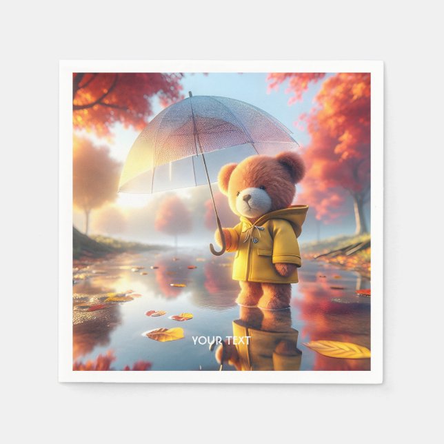 Servilleta De Papel Fantasy Cute Baby Bear el paraguas (Anverso)