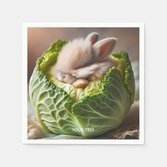 Servilleta De Papel Fantasy Cute Baby Bunny Cabbage (Anverso)
