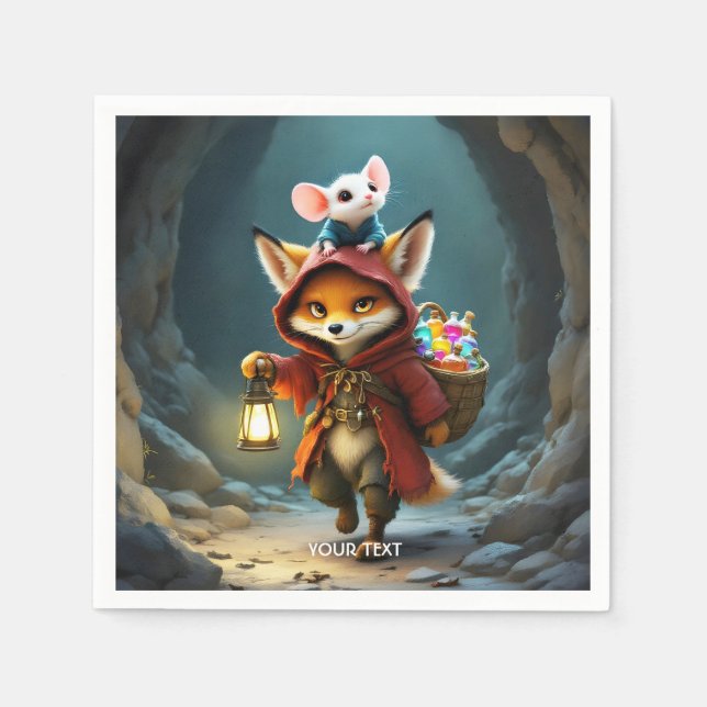 Servilleta De Papel Fantasy Cute Baby Fox Mouse (Anverso)