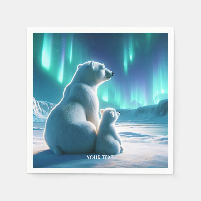 Servilleta De Papel Fantasy Cute Bears Aurora Borealis (Anverso)