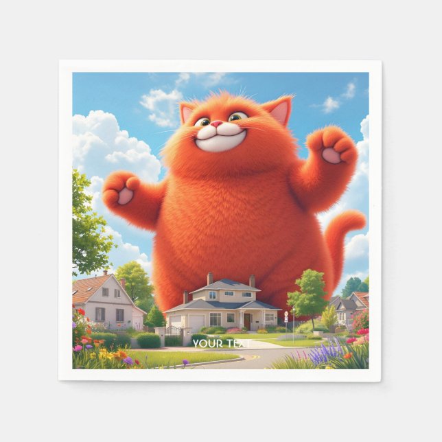 Servilleta De Papel Fantasy Cute Big Naranja Cat (Anverso)