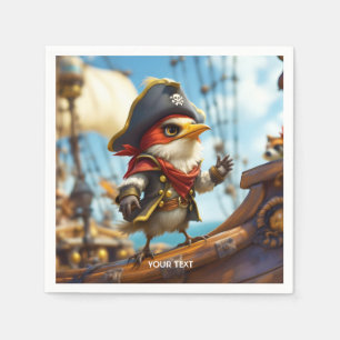 Servilleta De Papel Fantasy Cute Bird Captain Pirate