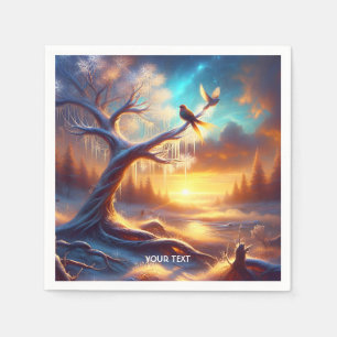 Servilleta De Papel Fantasy Cute Birt Tree Sunset