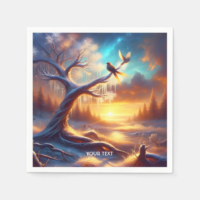 Servilleta De Papel Fantasy Cute Birt Tree Sunset (Anverso)