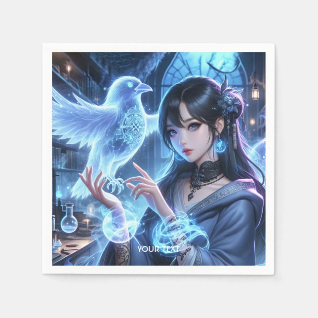 Servilleta De Papel Fantasy Cute Blue Chica Raven (Anverso)