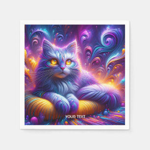 Servilleta De Papel Fantasy Cute Blue Purple Cat
