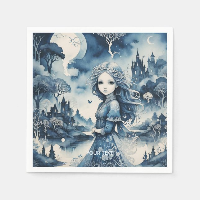 Servilleta De Papel Fantasy Cute Blue Tones Landscape (Anverso)