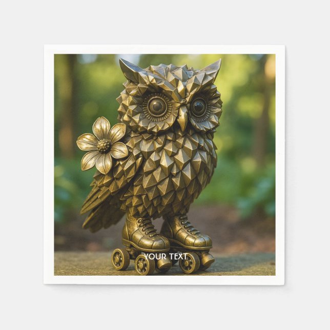 Servilleta De Papel Fantasy Cute Brass Owl Skates (Anverso)