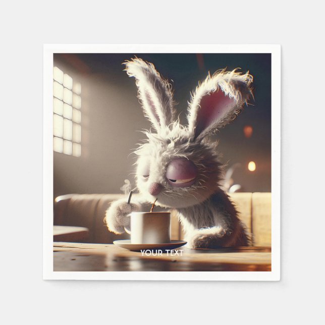 Servilleta De Papel Fantasy Cute Bunny Bebe Café (Anverso)
