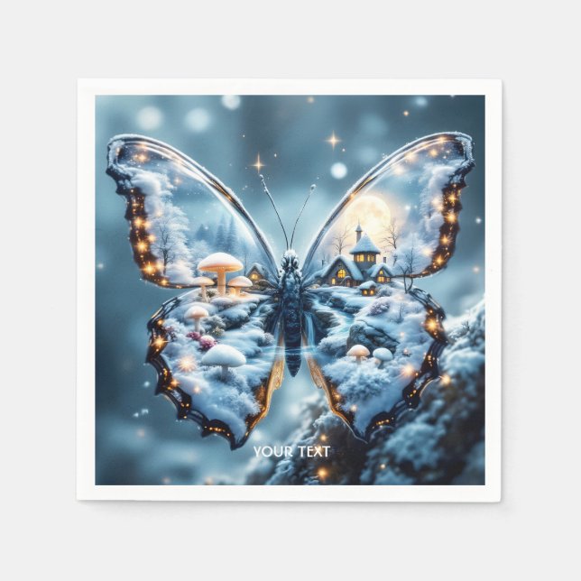Servilleta De Papel Fantasy Cute Butterfly champiñones invierno (Anverso)