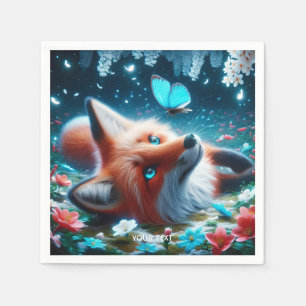 Servilleta De Papel Fantasy Cute Butterfly Fox Night