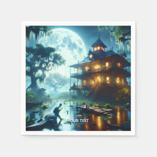 Servilleta De Papel Fantasy Cute Cabaña Lago Crocodile