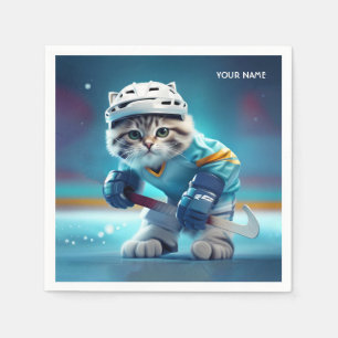 Servilleta De Papel Fantasy Cute Cat Hockey Uniforme