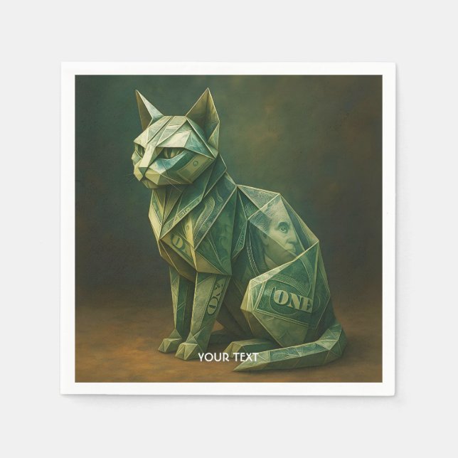 Servilleta De Papel Fantasy Cute Cat Money Origami (Anverso)