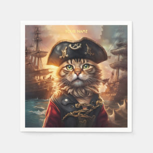 Servilleta De Papel Fantasy Cute Cat Pirate Gorra